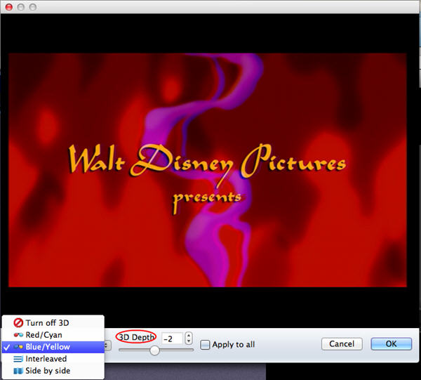 choose 3d depth with DVD Ripper for Mac