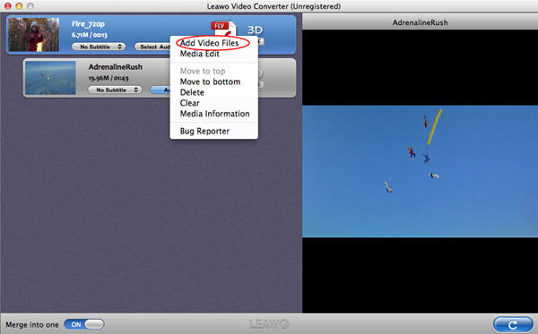 Video  Converter for Mac: add videos to merge