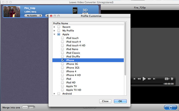 Video Converter for  Mac: customize output list