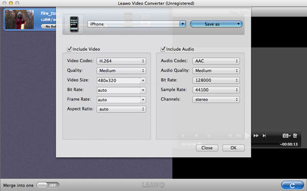 Video Converter for Mac: edit video profile