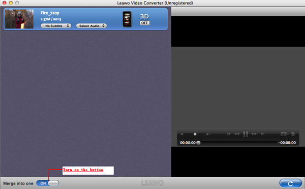 Video Converter for  Mac: turn on video merger