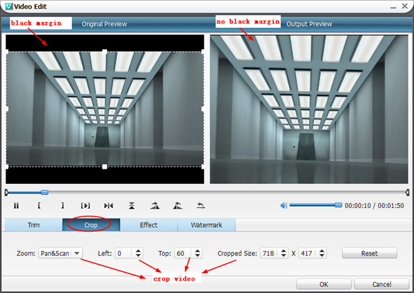 Crop video with Moyea Video4Web Converter