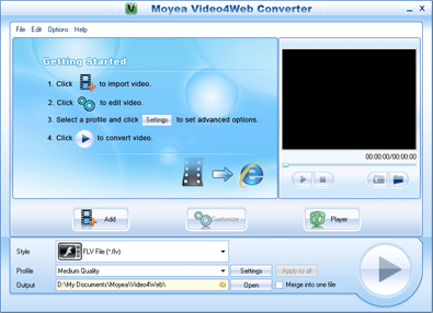 Interface of Moyea video4web player Interface of Moyea video4web player