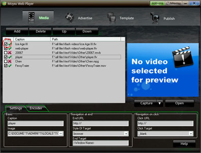 Add flash videos into Moyea web player